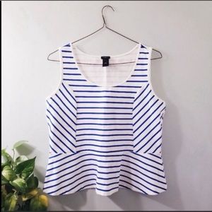 Ann Taylor ponte striped peplum tank blouse XL